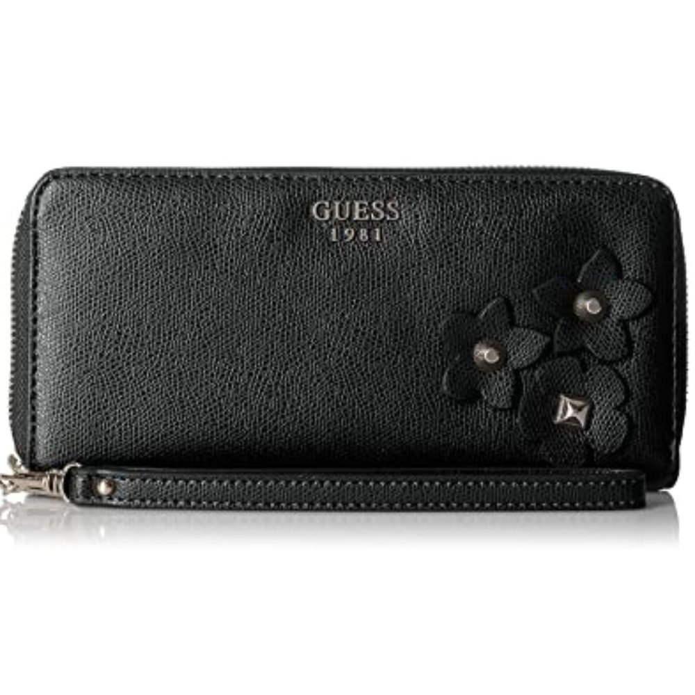 Guess Liya 3D Flower Large Zip Around Wallet Wristlet Bag